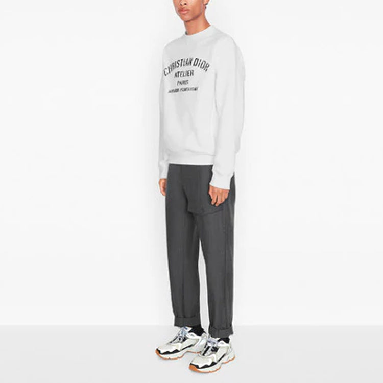Men's DIOR Alphabet Printing Round Neck Pullover Classic White 043J655A0531-C088