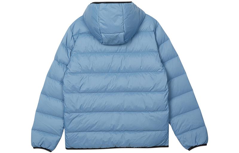 Skechers Solid Logo Printed Short Hooded Down Jacket 'Blue Teal Green' L421M105