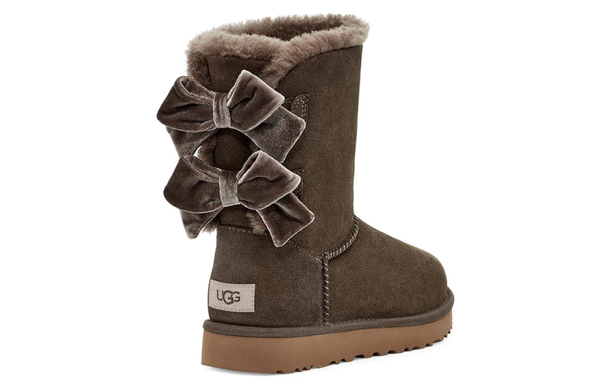 (WMNS) UGG Bailey Bow Velvet Snow Boots Brown 1118854-ESPR