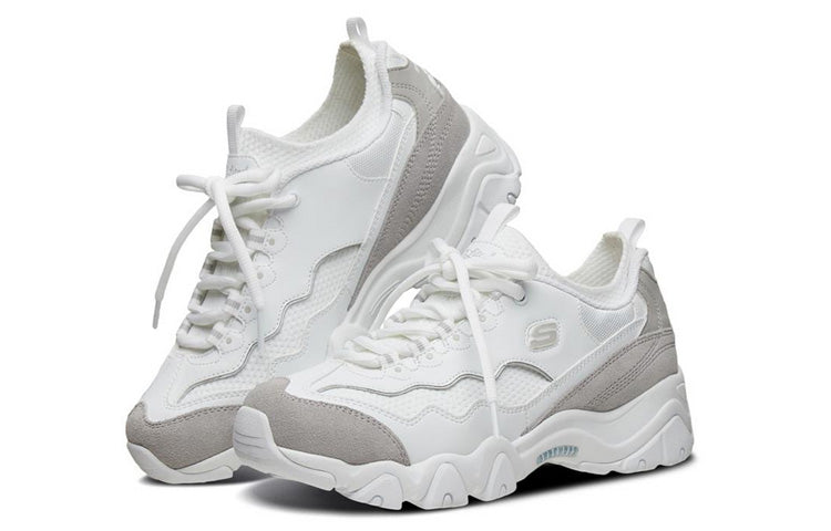 (WMNS) Skechers D'Lites 2.0 Low-Top Running Shoes White/Grey 88888375-WHT