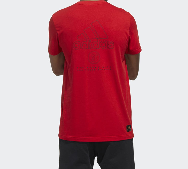 adidas Alphabet Logo Printing Short Sleeve Red FU6220
