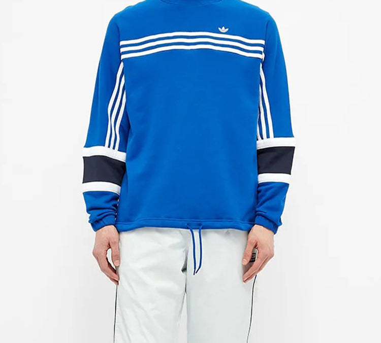 adidas originals Stripe Sports Round Neck Pullover Blue FM1589