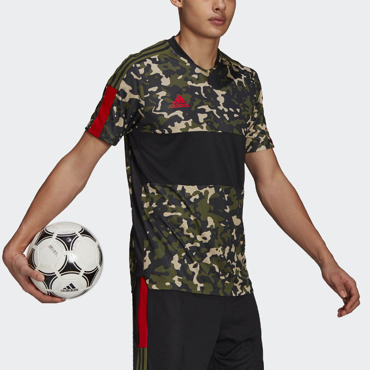 adidas Tiro Tr Jsy Aop Soccer/Football Sports Patchwork Print Short Sleeve Camouflage GU8190