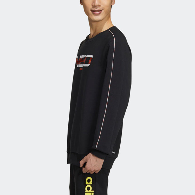 Men's adidas neo Alphabet Logo Printing Reflective Round Neck Pullover Sports Black GM2289