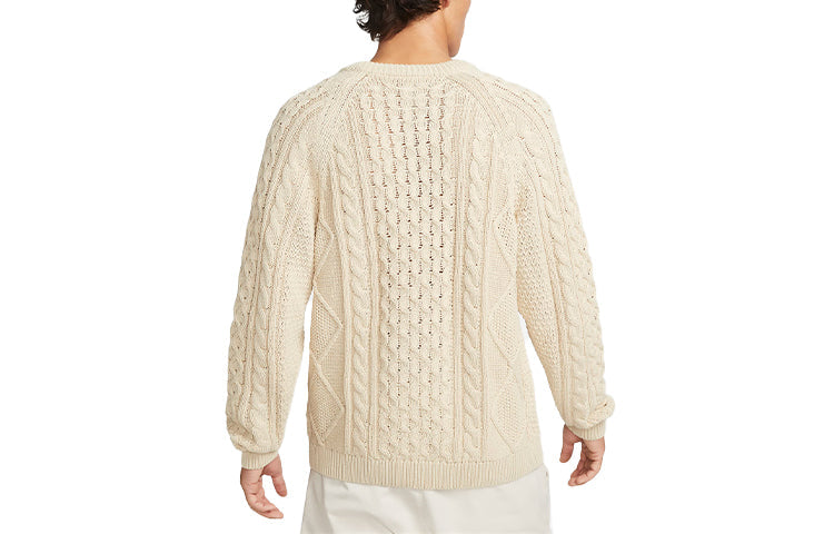 Nike Solid Color Round Neck  Knit Long Sleeves Wool Sweater Men's  Yellow DQ5177-206