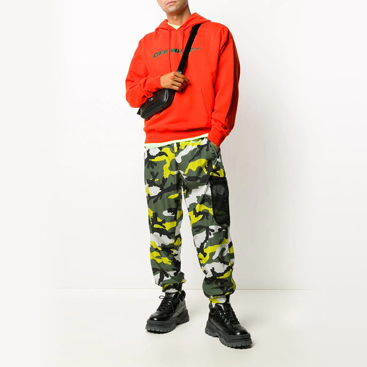 Off-White FW20 Trellis Loose Hooded Pullover Men Orange OMBB037E20FLE0102055
