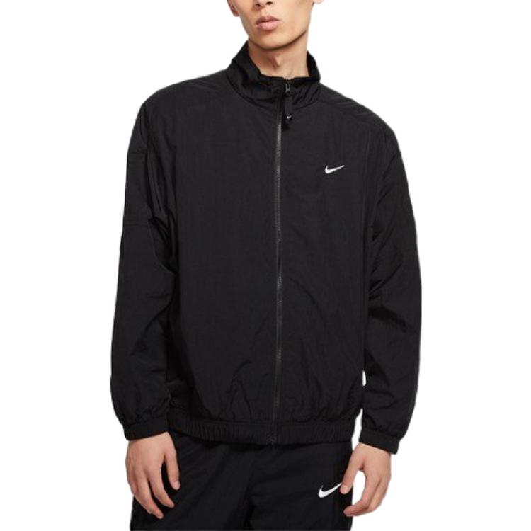 Men's Nike Lab Track Stand Collar Solid Color Logo Casual Jacket Black DB9391-010