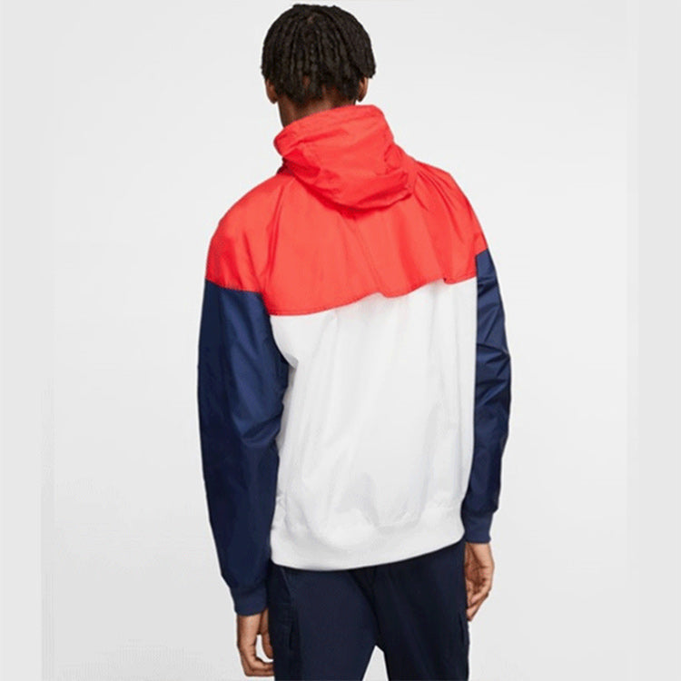 Nike Sportswear Windrunner Colorblock Hooded Jacket Red White AR2192-104