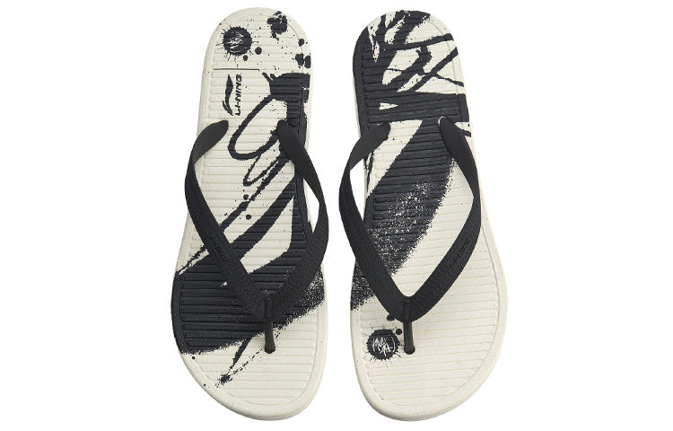 Li-Ning Stylish Black White Unisex Slippers AGAP021-1