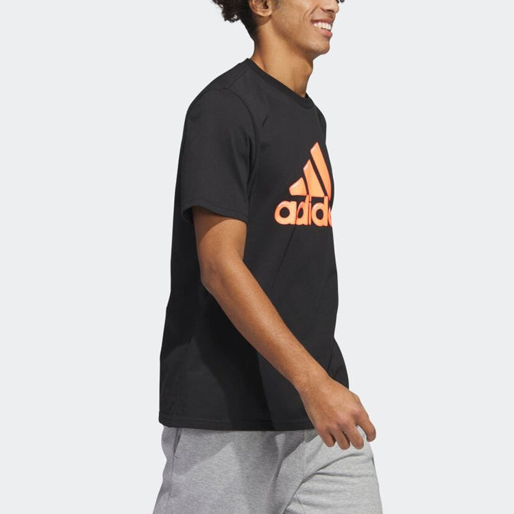 adidas Logo Pen Fill Sportswear Graphic Tee 'Black' HS2513