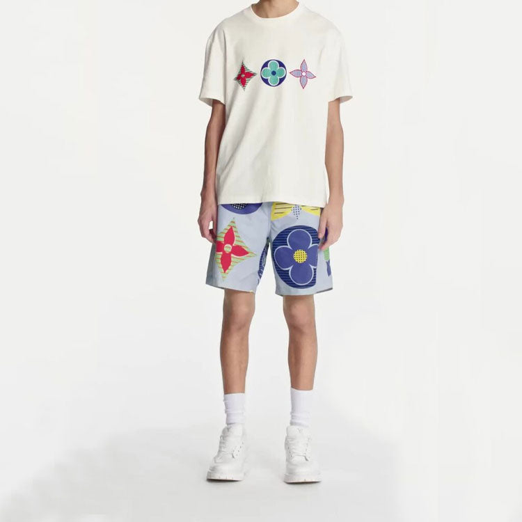 LOUIS VUITTON LV MENS Multicolor Monogram Print Short Sleeve White 1A7WIC