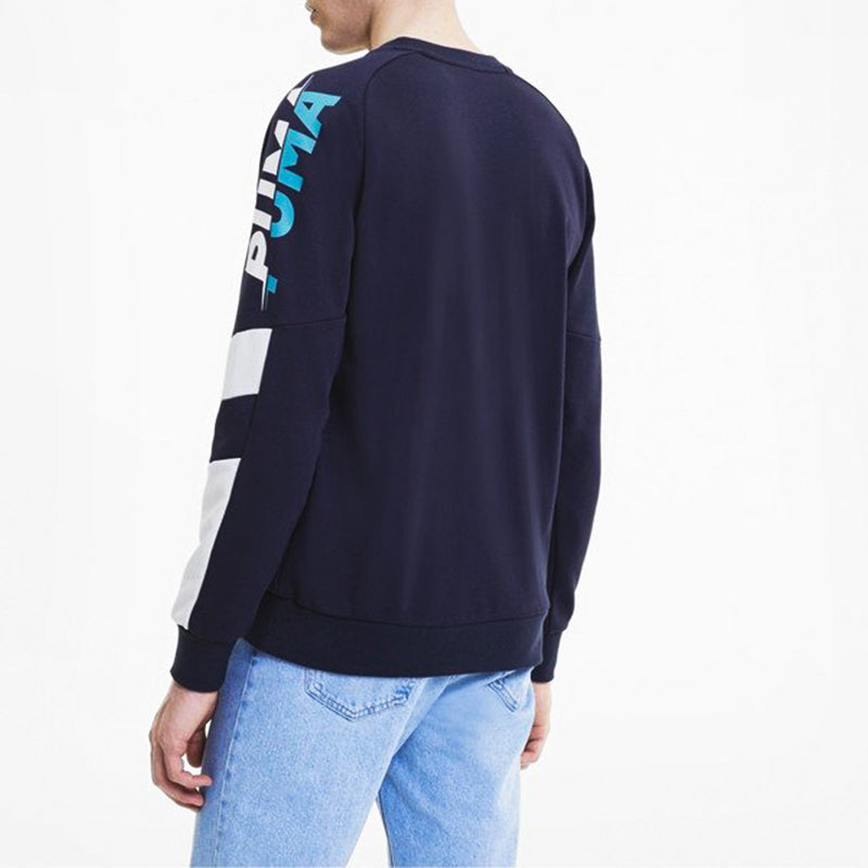 PUMA logo Printing Round Neck Pullover Sports Blue 585178-06