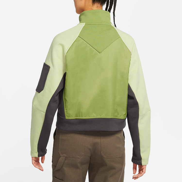 (WMNS) Air Jordan Fleece Pullover Stand Collar Hoodie Green DM5293-399