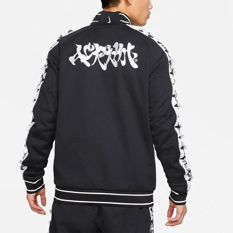Men's Nike x ACRONYM Crossover Contrasting Colors Sleeve Stand Collar Woven Sports Jacket Us Edition Black CU0469-010