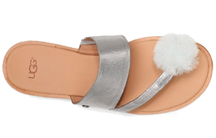 (WMNS) UGG Hadlee Metallic Silver Slippers 1101349-SLVR