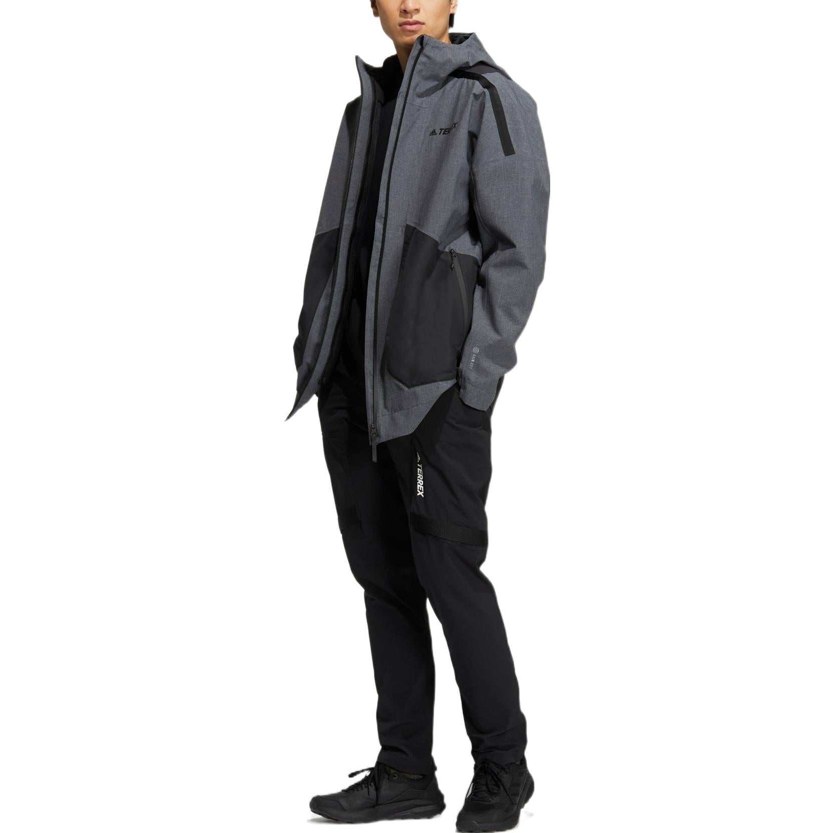 adidas Terrex Voyg 3in1 Sfs J Logo Hooded Zipper Long Sleeves Jacket Gray HN2026