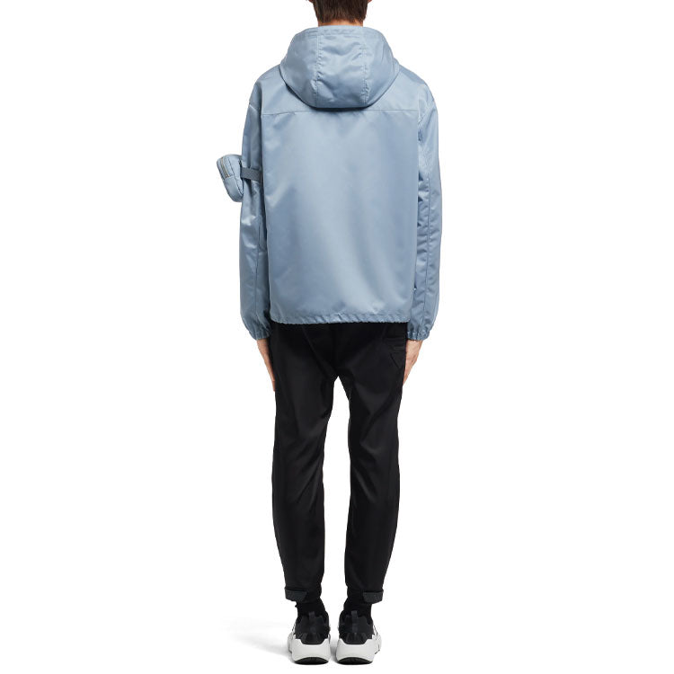 Men's PRADA Re-Nylon hooded Long Sleeves Jacket Blue SGB740-1WQ8-F0637-S-202