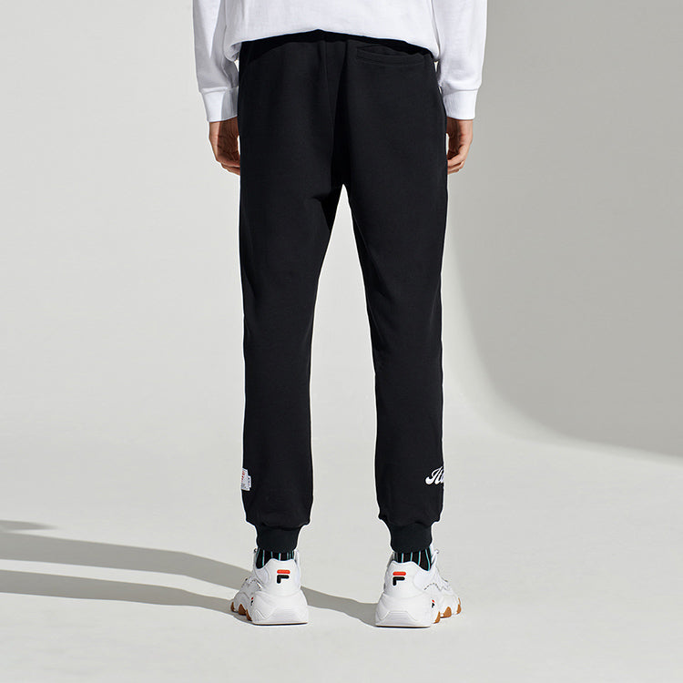 FILA FUSION Casual Sports Printing Bundle Feet Knit Sports Long Pants Black T11M112608F-BK