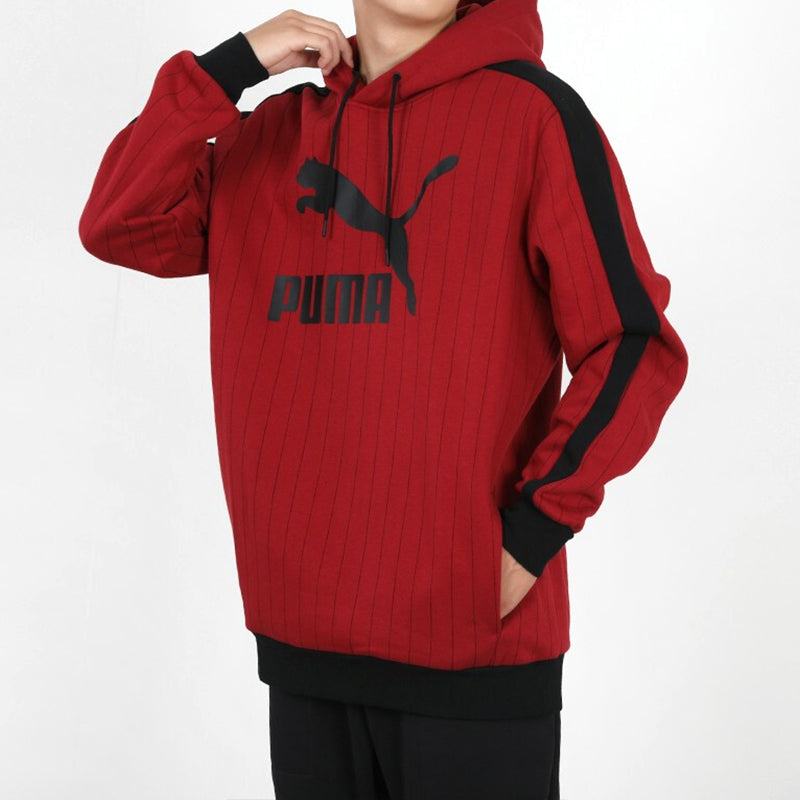 PUMA Pinstripe Aop Pullover Hoodie 'Red' 530179-50
