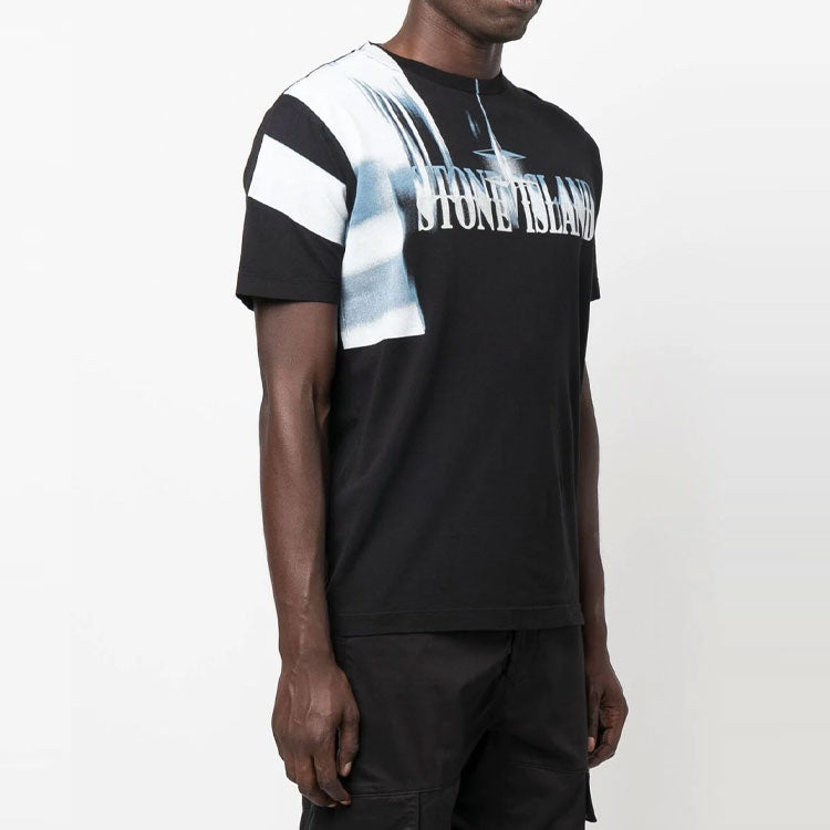 STONE ISLAND Blurred Logo T-shirt 'Black' 77152NS87-V0029