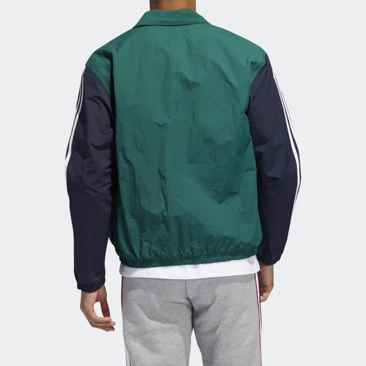 Men's adidas originals Trefoil Coach Colorblock Logo Casual Jacket Blue EJ7109