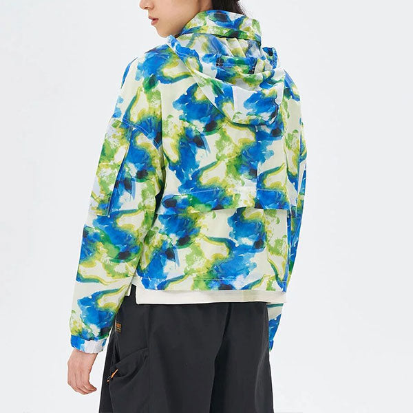 (WMNS) Skechers Casual Camo Hooded Jacket 'Green Blue' L121W024
