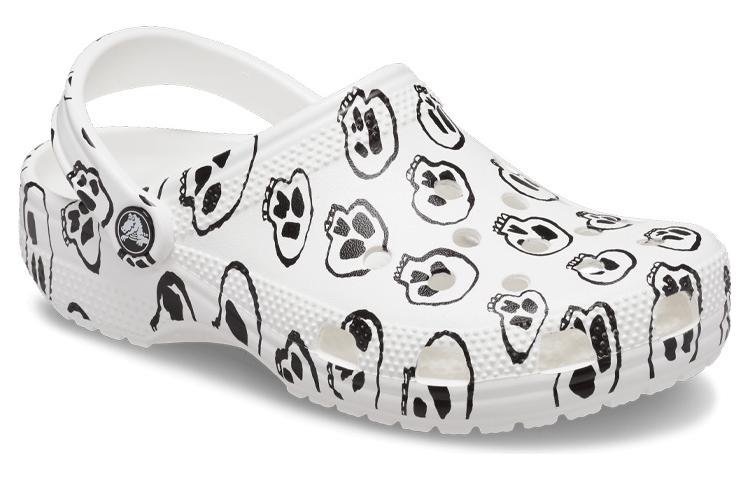 (WMNS) Crocs Classic Skull Print Clogs 'White Black' 208993-103