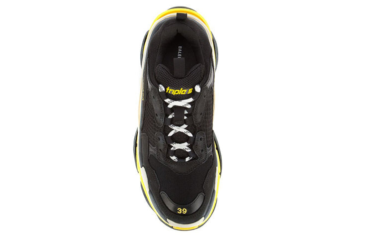 (WMNS) BALENCIAGA Triple S Daddy Shoes Black/Yellow 531388W090G1087