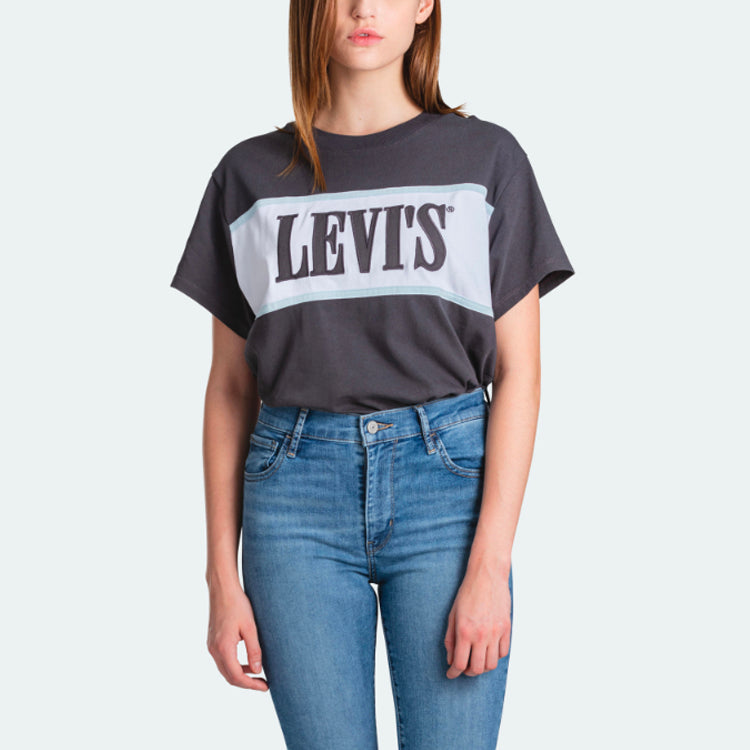Levis Logo Printing Round Neck Short Sleeve Gray 85498-0001