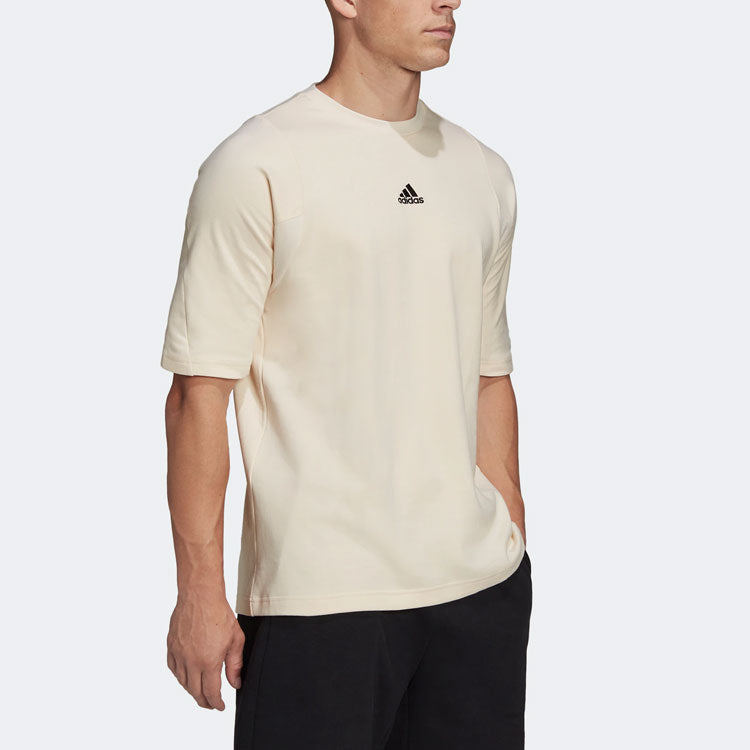 adidas Solid Color Logo Sports Short Sleeve Yellow White HB0476