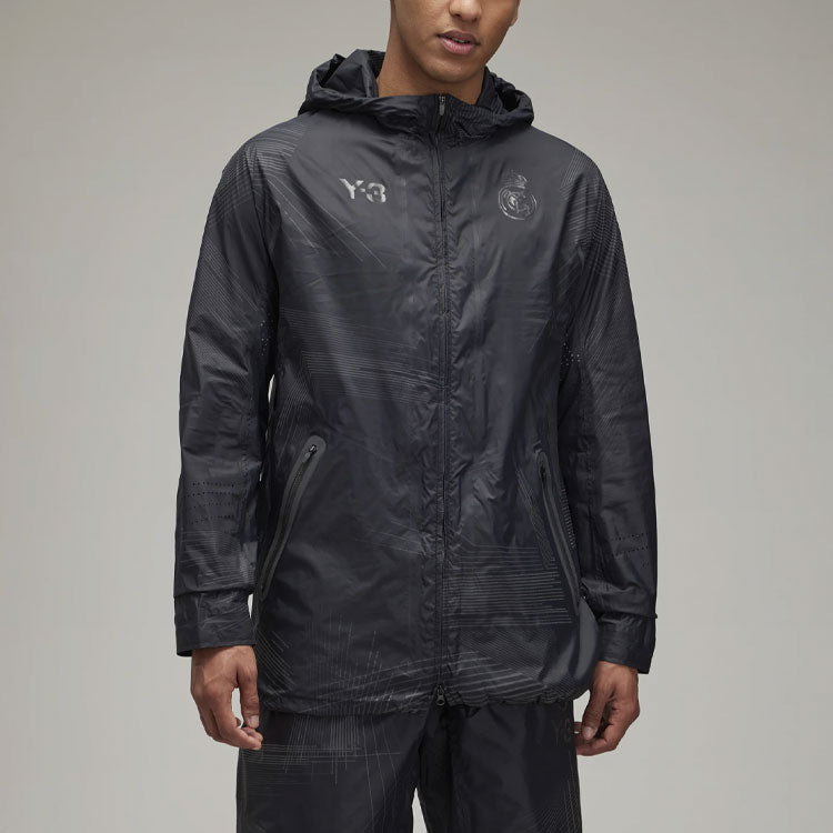adidas x Y-3 Crossover real Madrid Full Print Stripe Logo Hooded Jacket Black HI0923