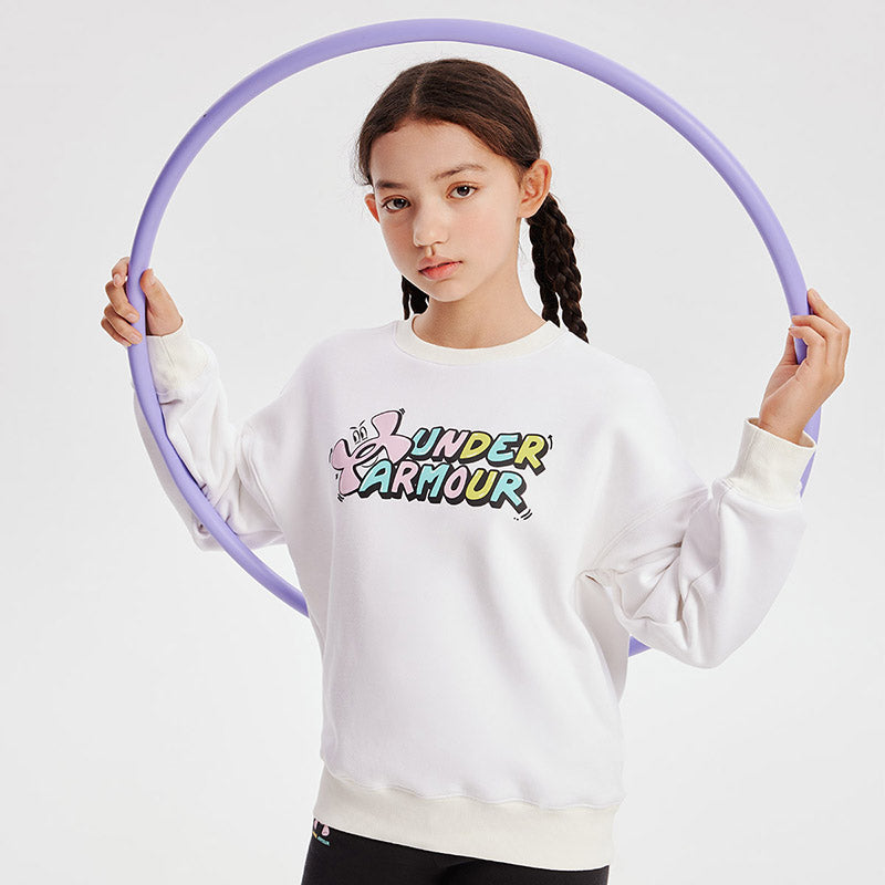 (GS) Under Armour Logo Graphic Crew Sweater 'White' 234203751