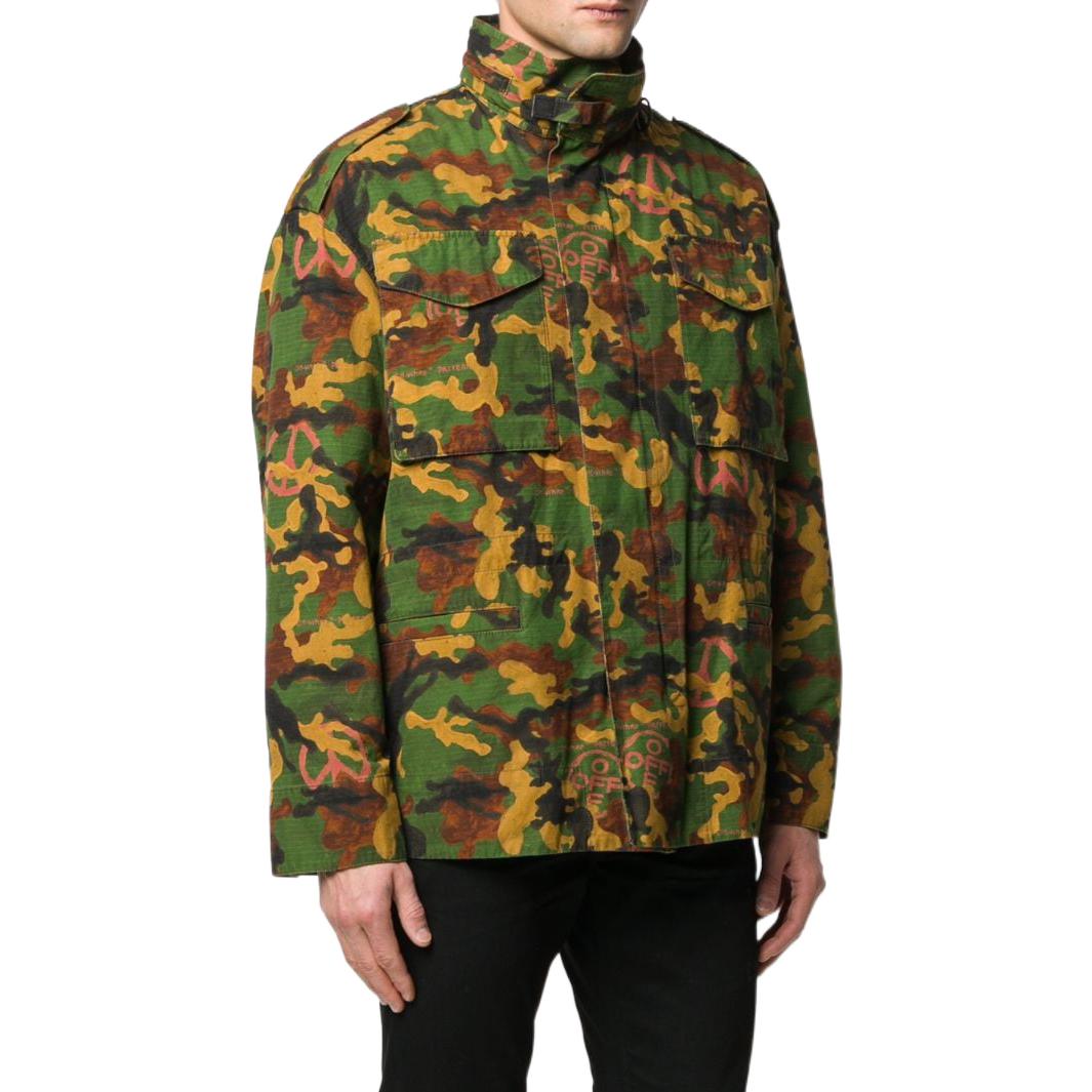 Men's Off-White FW22 Classic Military Camouflage Pattern Jacket Green OMEL009R203620209910ALL