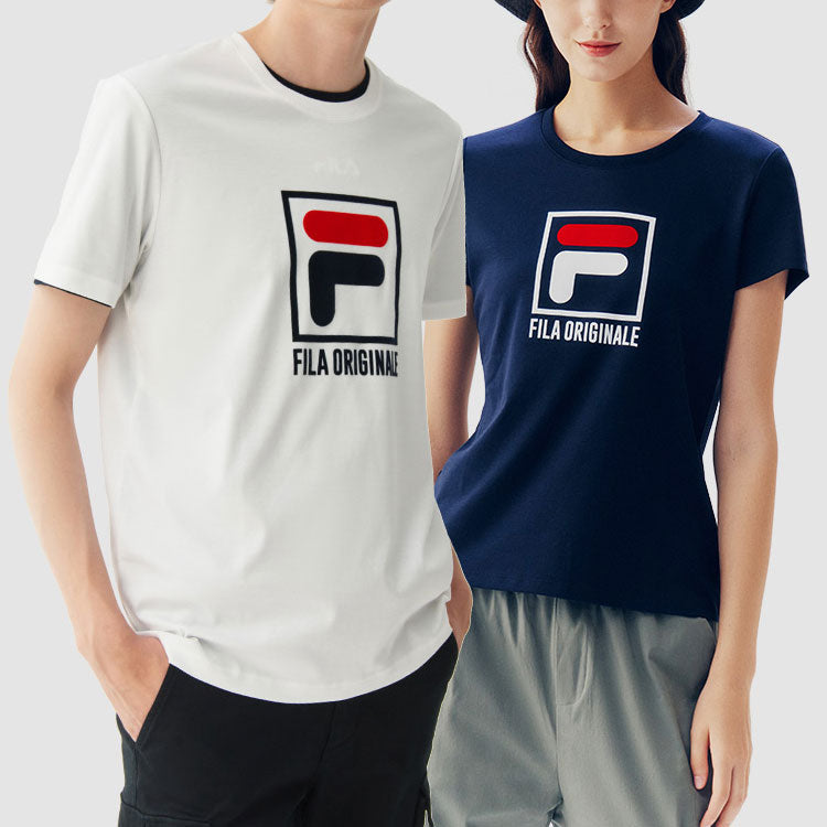 FILA Alphabet Printing Casual Sports Round Neck Short Sleeve Blue F61M028124F-NV