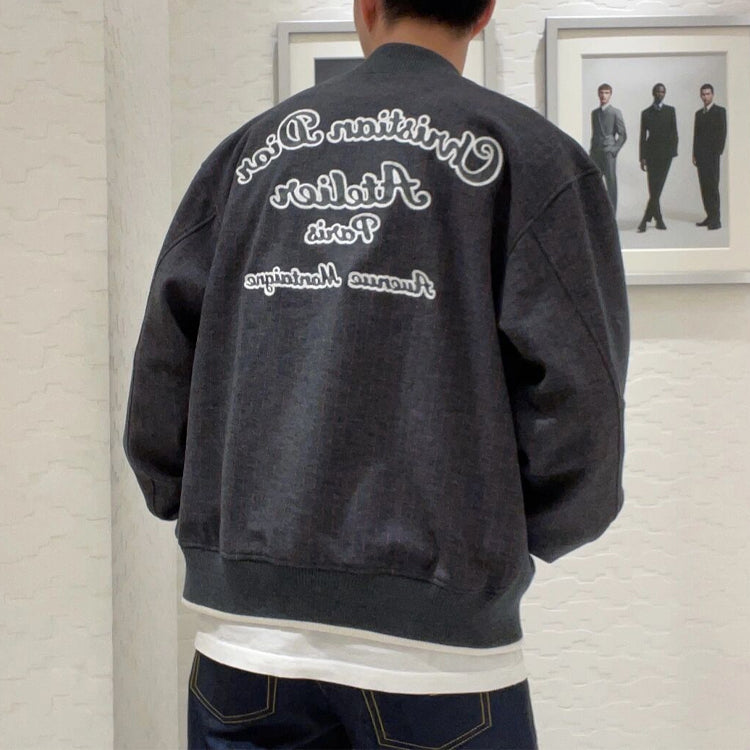 Men's DIOR SS22 Homme Alphabet Printing Jacket Gray 213J431A0738-883