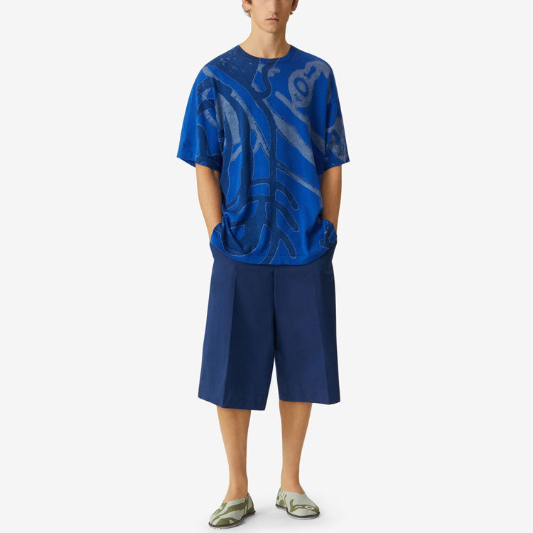 Men's KENZO SS21 Cotton Colorblock Short Sleeve Blue FB55PU5873TD-69