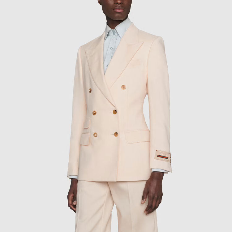 (WMNS) Gucci Bouble-Breasted Wool Mohair Blazer Jacket 'Beige' 669528-ZAFAP-9887