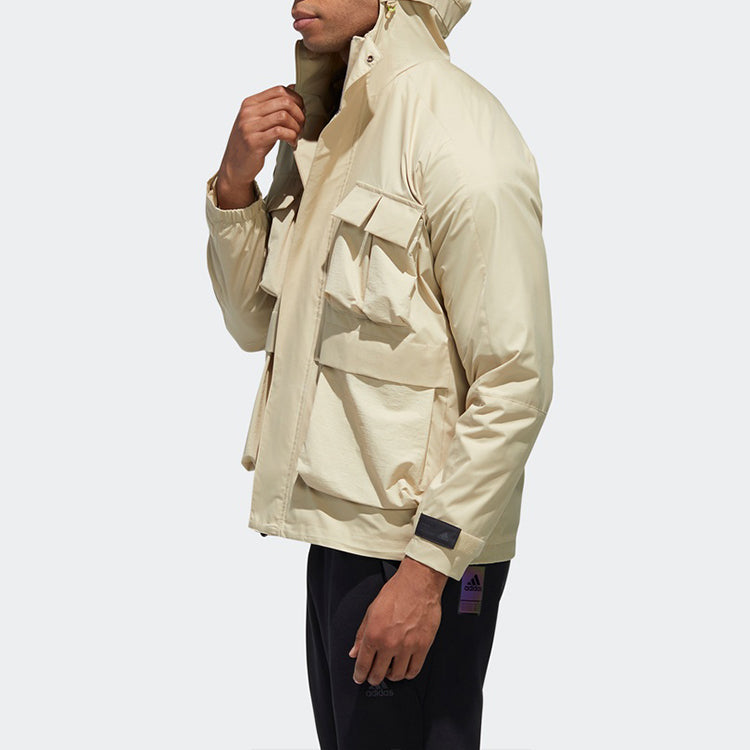 adidas TH WB JKT Multiple Pockets Sports hooded Windbreaker Jacket Brown GF4012