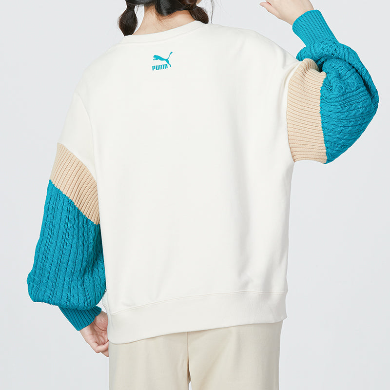 (WMNS) PUMA Colorblock Sweatshirt 'White' 537968-65