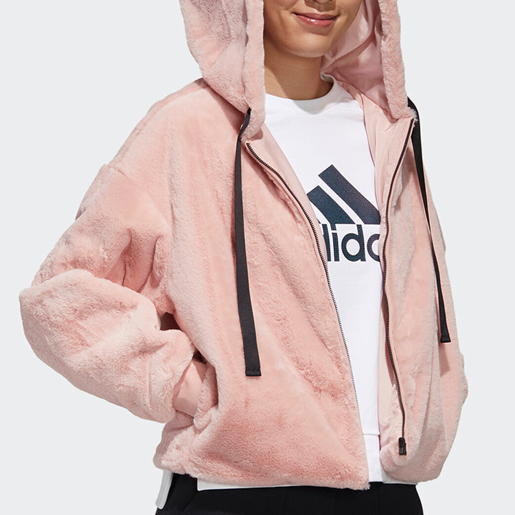 (WMNS) adidas Style Fur Hooded Jacket Pink GM1469