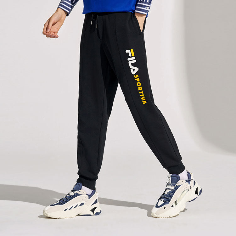 FILA FUSION Athleisure Casual Sports Knit Bundle Feet Long Pants Black T11M112611F-BK