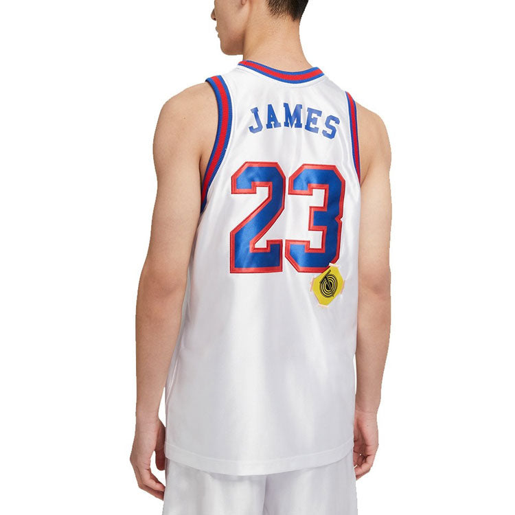 Nike x Tune Squad Crossover Embroidered Logo Basketball Sports Jersey LeBron James 23 White CW4278-100