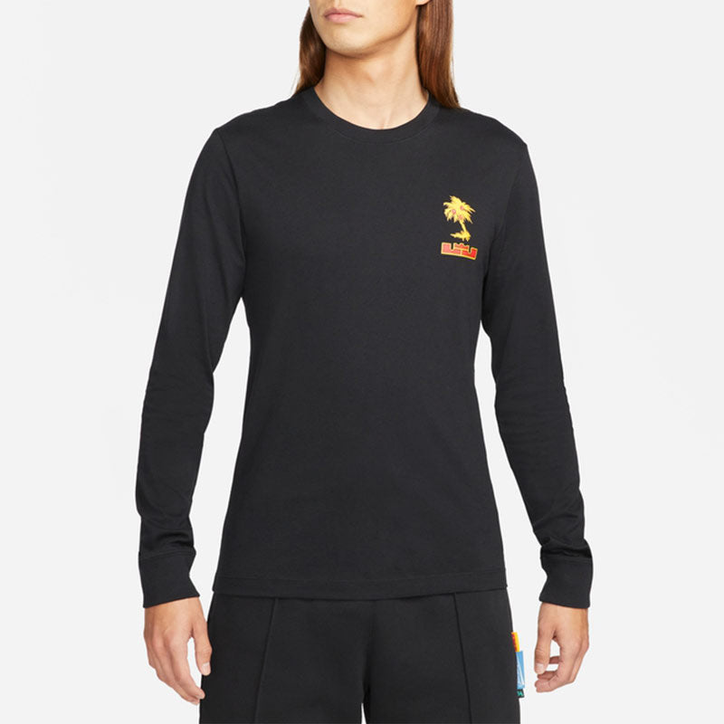 Men's Nike Lebron Sfg Basketball Sports Printing Round Neck Long Sleeves Black T-Shirt DN2906-010