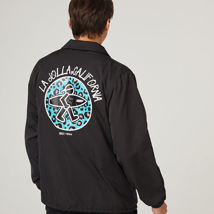 PJs Vigor Leopard print Surf Printing Coach Jacket Unisex Black 20SSJK1006-P