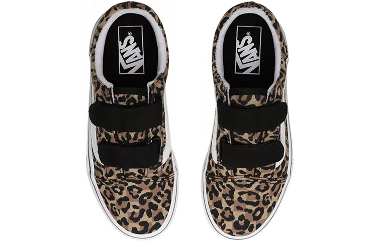 Vans Animal Checkerboard Old Skool V Kids Leopard Grain Brown VN0A4UI1WKA