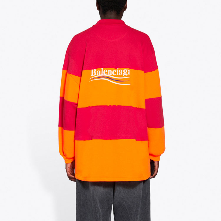 Balenciaga Long Sleeve Cut Up Polo 'Raspberry Fluo Orange' 657073TKVA56667