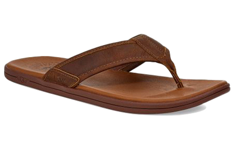 UGG Seaside Flip Leather Cowhide Slipper Coffee 1102690-LUG