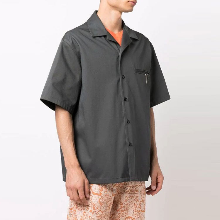 Men's Off-White FW21 Detail Short Sleeve Loose Fit Gray Shirt OMGA185F21FAB0010700