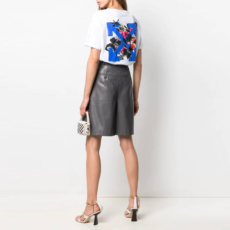 (WMNS) Off-White SS21 Floral Printing Short Sleeve Slim Fit Version White OWAA089S21JER0010145
