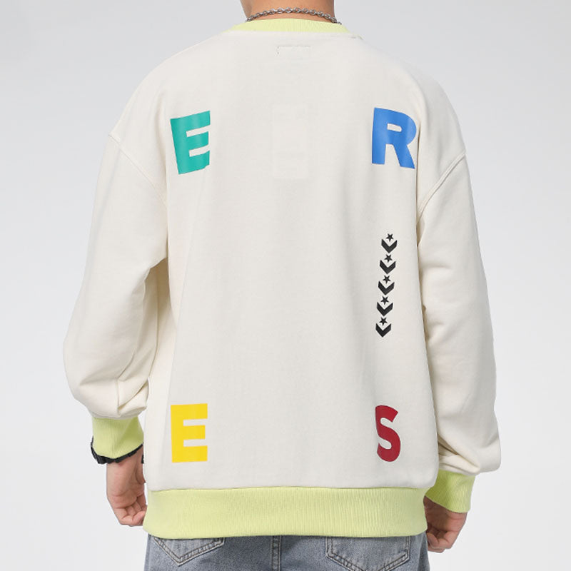 Converse Sports Contrast Letter Print Crew Neck Sweatshirt Asia Sizing 'White' 10022414-A02